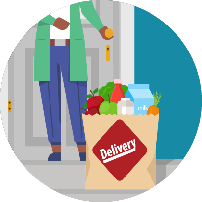 person accepting a delivery at front door